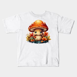 adorable kawaii style autumn mushroom Kids T-Shirt